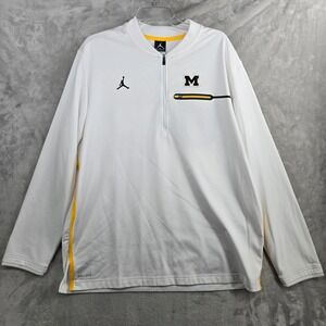 Jordan Michigan Wolverines Quarter Zip Pullover 1/4 zip White Mens XL Dri-FIT
